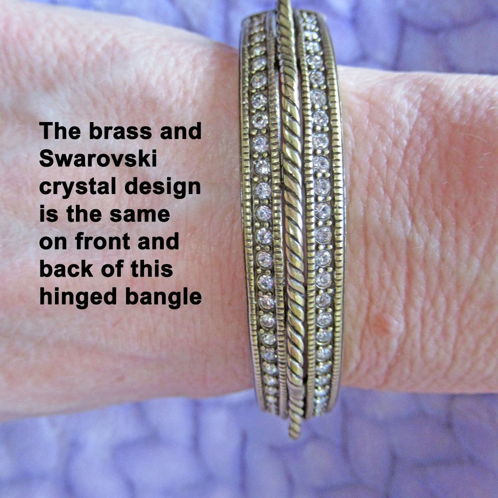 Heidi Daus curved raised 3-D hinged bangle bracelet, 1/2 inch wide, Swarovski - Picture 10 of 11
